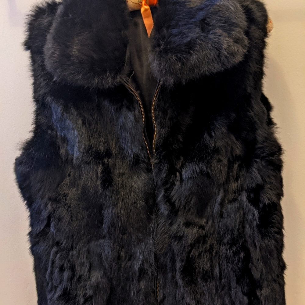 Surell fur vest, (black rabbit, M/L)